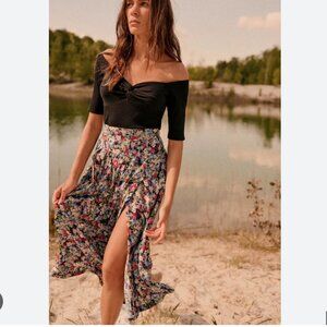 Sezane Alicia Midi Skirt in Fall is Blooming (Size: US 6 | FR 38)